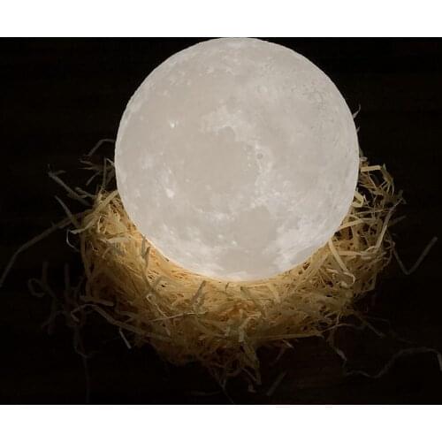 3D Printer Part Rechargeable 3D Print Moon Lights Led Touch Lamp 2 Colors Changing DIA 15CM Christmas / New Year / Birthday Gift