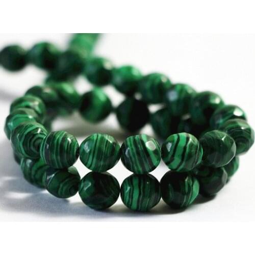 Green Artificial Malachite 8mm Faceted Round Diy Loose Beads Hot Sale Wholesale Price Jewelry 15 Inches A09-2