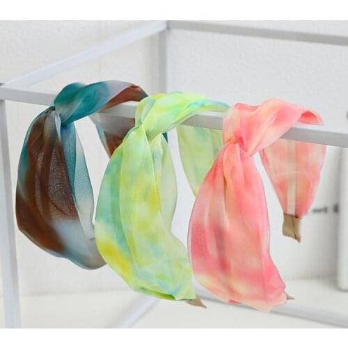 2021 Fashion Tie Dye Printing Girl Headband For Women Turban Cross Knot Headwear Summer Casual Hair Band Accessories Headwear