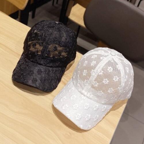 Womens Lace Small Flower Baseball Caps Breathable Mesh Floral Hat Gorras Summer Cap Snapback Casquette Visor Cap All-match