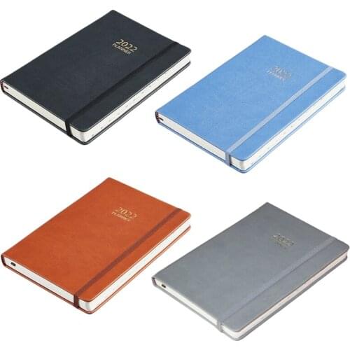 1pc 2022 Simple English Schedule Book A5 Imitation Leather Strap Notebook-A5/Thick Strap English Version 4 colors Stationery