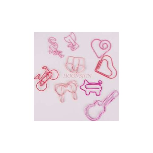 10pcs Pink series paper clip cartoon paper clip plastic pin guitar paper clip kitten paper clip cute pin