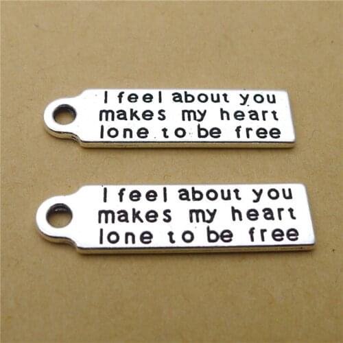 100Pcs/lot Antique Silver I feel about you Charms 8x30MM Letter Charms Jewelry Crafts