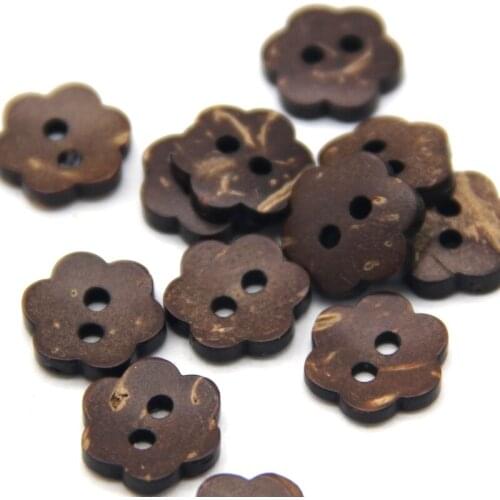 11mm Flower Natural Brown Baby Wooden Buttons For Crafts Small DIY Shirt Children Scrapbooking Sewing Accessories Wholesale