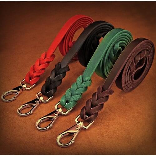 150cm Genuine Leather Dog Leash Strong Pet Dogs Lead Rope Large Dogs Walking Running Leashes for Pitbull German Shepherd