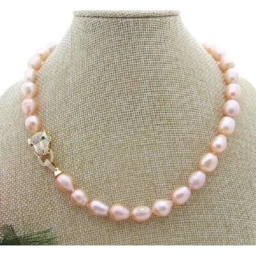 18" AAA+ 10-11mm natural south seas baroque pink pearl necklace