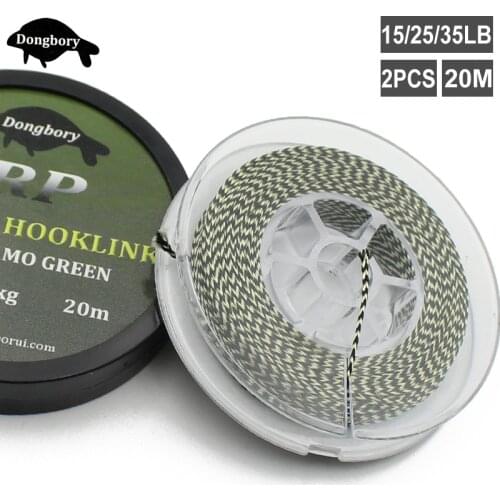 2PCS Non Coated Carp Fishing Line 8 Strand Braided Hook Line Soft Hook Link Carp Rig Wire Camoflage Hooklink 15/25/35LB Carp Rig