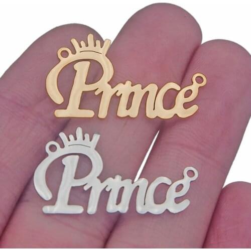 5pcs Stainless Steel Gold Prince Crown Connector Charms Diy Necklace Bracelet Women Men Gifts Jewelry Making Supplies Findings