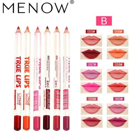6pcs/set Menow lip liner pencil mix color matte lipstick pen waterproof long lasting sexy red nude makeup lipliner pen MN113