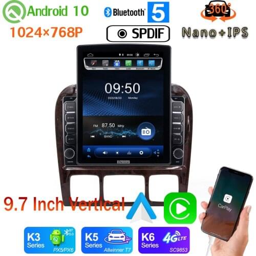 Android auto 9.7" Vertical Tesla Android 10.0 Car Media Radio GPS PX6 4+64G For Mercedes Benz S-Class W220 S280 S320 360 Camera