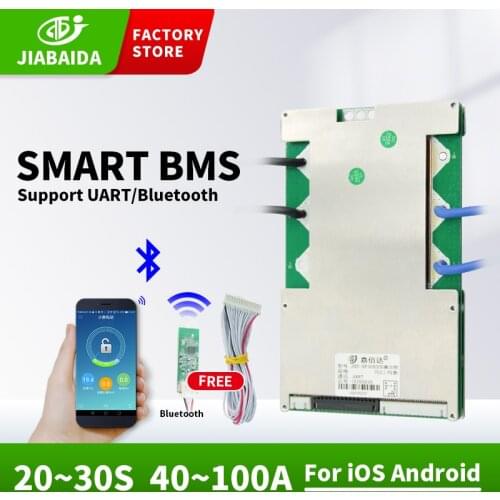 JBD Smart 20S 24S 30S Bms 72V For Li-Ion Lifepo4 Battery 40A 60A 80A 100A Balance Board With Bluetooth