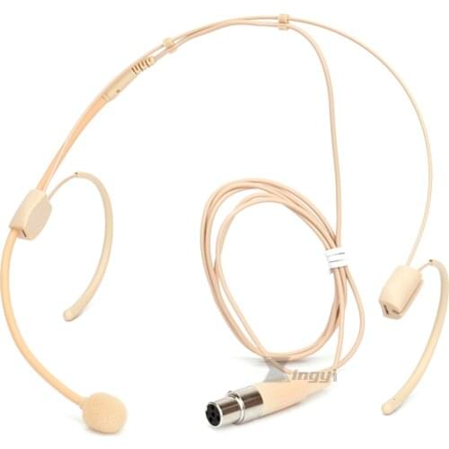 Beige Mini XLR 4 Pin TA4F Headset Microphone Headworn Double Ear Hook Mic For Shure Wireless System Transmitter PGX1 SLX24 U1 T1