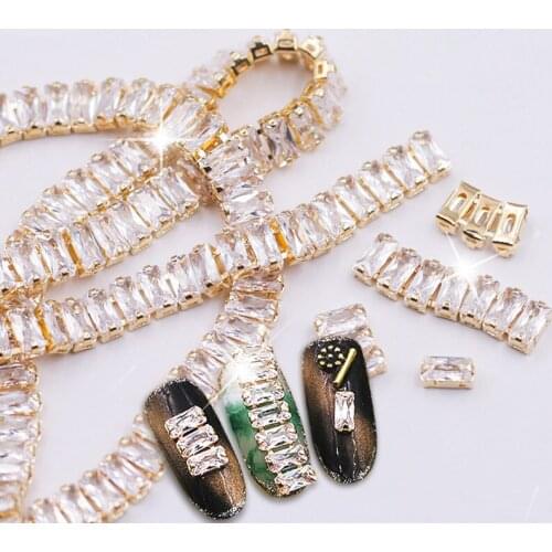 New Manicure Golden Zircon Alloy Chain Gold Base Luxury Chain Nail Art Decorative Chain Flash Zircon Diamond Chain Nail Jewelry
