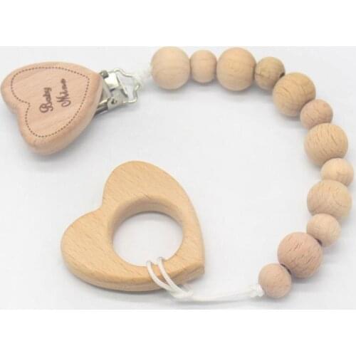 Baby Tooth Glue Suit Anti-dropping Chain Woody Animals Ringaby Teether Wooden Baby Pacifier Clip Baby Products Pacifier Chain