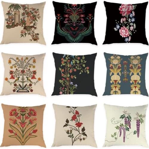 Retro Classic Printing Pattern Cushion Cover Decoration 45x45cm Peach Skin Flower Car Sofa Bed Home Decoration Fall Decor