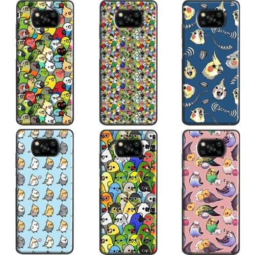 Cartoon Cockatiel Collage For Xiaomi Mi 11 Ultra Mi Note 10 Lite Mi 10T Pro Case For POCO X3 Pro F2 F3 M3 Pro Cover