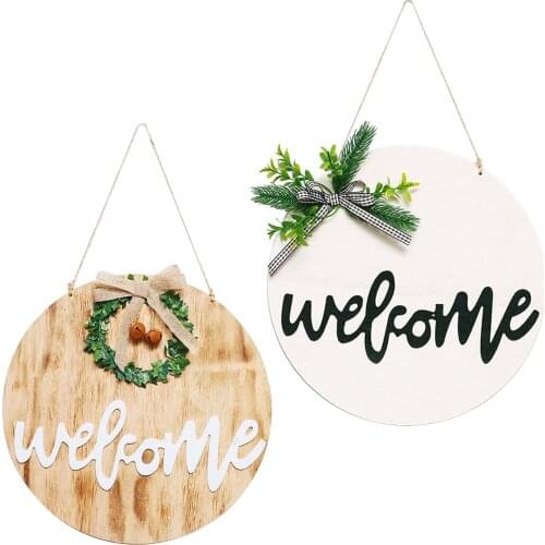 Wooden Welcome Sign Farmhouse Porch Door Decorations Plates for Home Gift