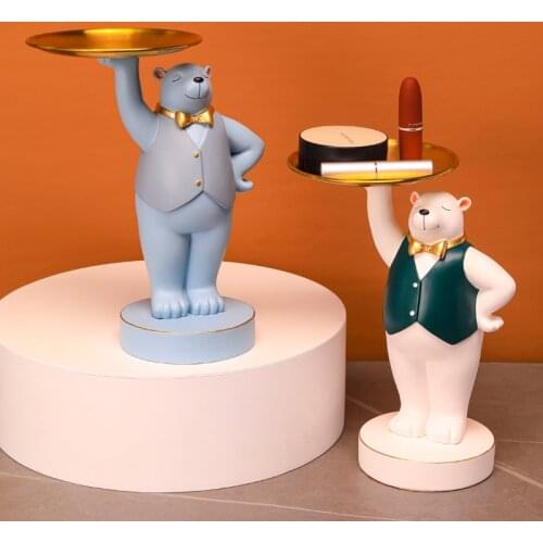 European Polar Bear Storage Tray Resin Accessories Home Livingroom Desktop Figurines Crafts CoffeeTable Sculpture Decoration