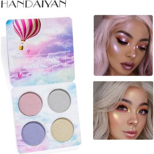 Face Highlighter Powder Makeup Illuminator Contouring Base Brighten Glow Kit Bronzer Shimmer Rainbow Glitter Highlight Palette