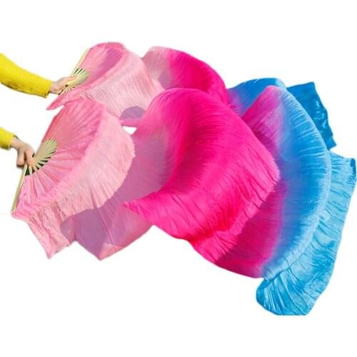 Hot selling Real Silk Veil 1 Pair handmade 100% Real Silk Veils Fans Belly Dance Fans wholesale Size and color can be customized