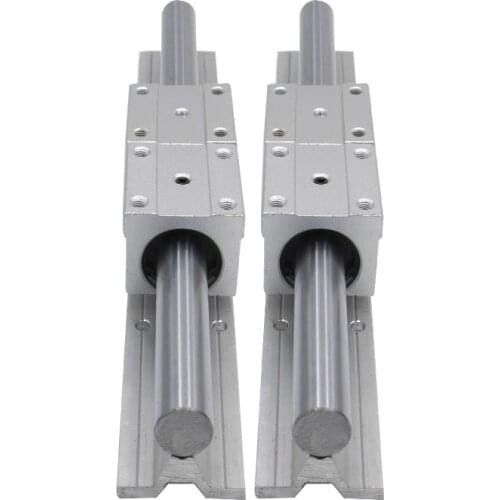 2pcs SBR10-200mm 10mm linear rail support round guide rail + 4pcs SBR10UU slide block for cnc