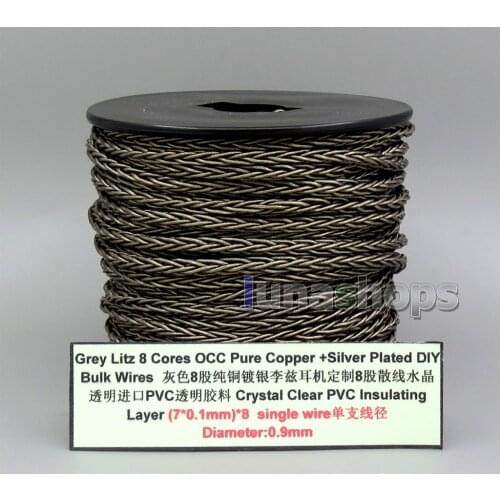 LN006141 Litz 8 Cores Pure OCC Silver Plated Bulk Wire For Custom DIY Shure Fostex QDC ue 1964 westone Earphone Headphone Cable