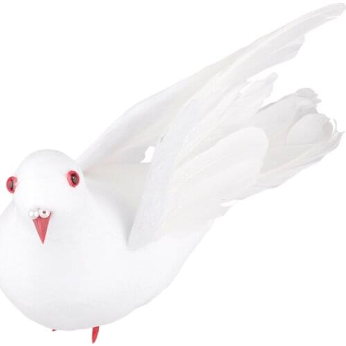 White Simulated Foam Doves Realistic Artificial Feathered Mini Birds With Metal Clip For Christmas Tree Wreath Wedding Ornament