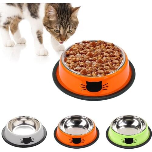 1Pcs Stainless Cat Bowls Pet Steel Bowl Set No Slip Food Water Bowl For Dogs And Cats Anti-Skid Cats Supplies Pet Accessories