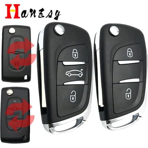 Modified Flip Folding key housing For Peugeot 407 207 607 408 307 306 Partner 2/3 Button Remote Key Case shell CE0536 VA2 blade