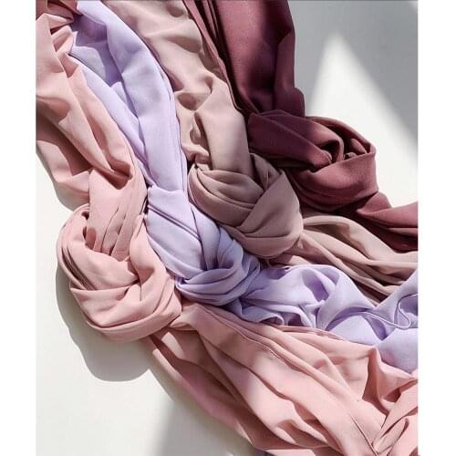 Muslim Chiffon Hijab Plain Bubble Chiffon Muslim Fashion Shawl Headscarves Islam Head Scarf Headwraps For Woken Ladies Veil