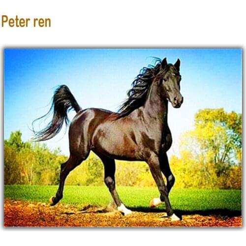 Peter ren Diamond painting DIY kit Full Diamond embroidery animals square Diamond mosaic A picture of rhinestones Prairie Horse