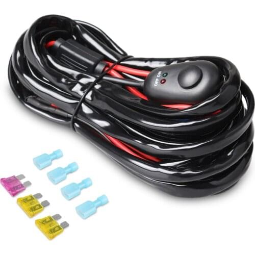 NAO LED Light Bar 2M Car Wire Harness Kit 2 Leads 12V 24V Switch Power Relay Blade Fuse For Auto Truck Offroad LED Work Light