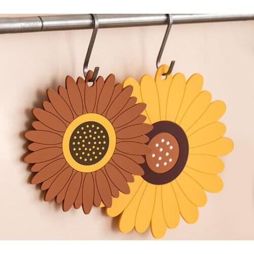 PVC Placemat Sunflower Flower Waterproof TableMat Non-slip Heat-resistant Oft Rubber Placemat Glass Coaster Heat Insulation Mat