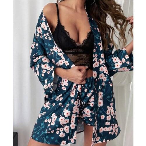 Sexy Sexy Printing Pajama Sets Fashion Lace Pajama Underwear Women Sleepwear Sets Womens Home Clothes Pijama Feminino