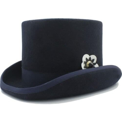 100% Wool Women Men Steampunk Hat Pirate Hat Top Hat 4Size 55 57 59 61CM