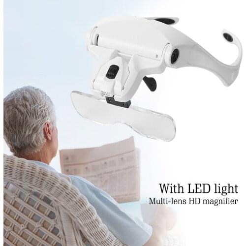 1.0X/1.5X/2.0X/2.5X/3.5X 5 Lens Magnifying Glasses Eyewear Loupe with LED Lights Multifunctional Loupe Welding Magnifying Glass