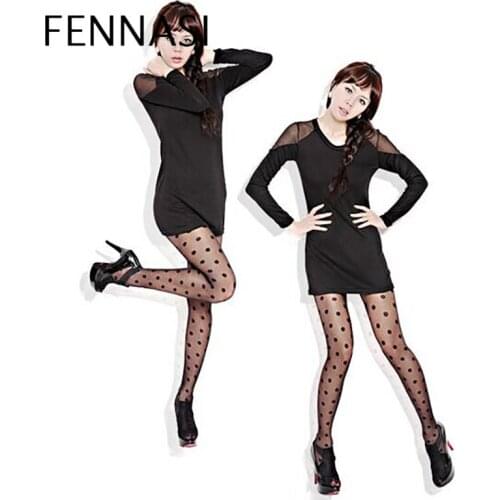 FENNASI Spring ladies sexy pantyhose high waist thin pantyhose fantasy woman sticky woman erotic pantyhose polka dot black