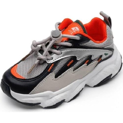 Spring PU Mesh Patchwork Unisex Children Sneakers Breathable Casual Kids Shoes