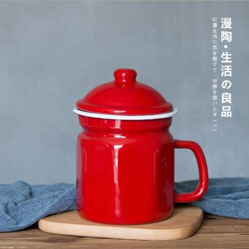 Japanese porcelain enamel cup cold lemon tea cup instant noodles milk bay food cup kitchen small oil pot with lid storage tank
