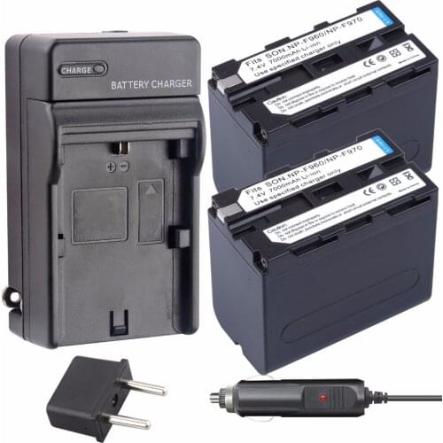Probty 2pcs 7000mah NP-F970 NP-F960 NPF960 NP F970 bateria batteries + Charger For Sony NP-F550 NP F770 F750 F960 F970