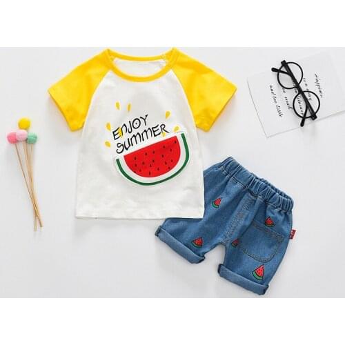 Cute Printed Baby Boys Girls Summer Clothes Set Cartoon Cotton Infant Sports Suit for A Boy T-Shirt + Shorts Children Clothing