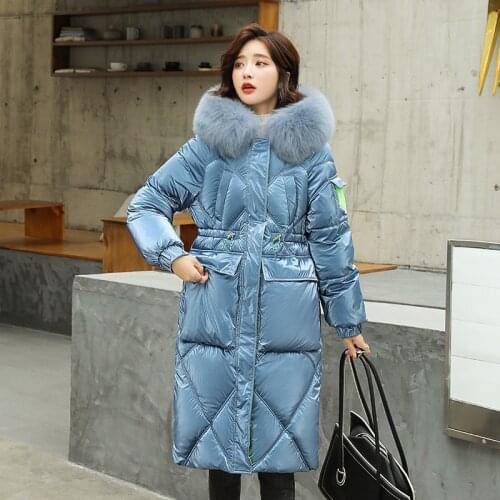 Women Winter New Faux Fur Collar Warm Large Size Hooded Down Cotton Jacket Big Pocket Long Female Parka Clothing Mujeres Abrigos