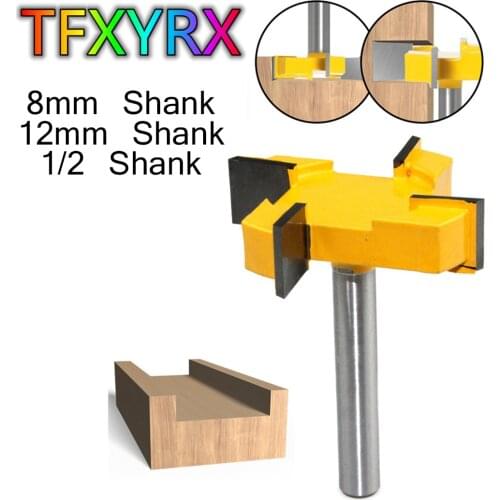 1pc 8mm 12mm 1/2inch Shank T-slot Router Bit 4 Blades Woodworking Chisel Cutter for Wood Milling Tools