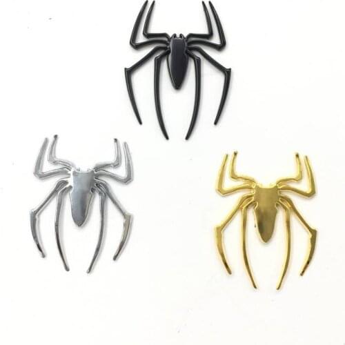 20 pieces/lot ) Wholesale Car Sticker 3D Metal Spider Universal Funny Car Motorcyc Stickers Animal Decals Car-styling