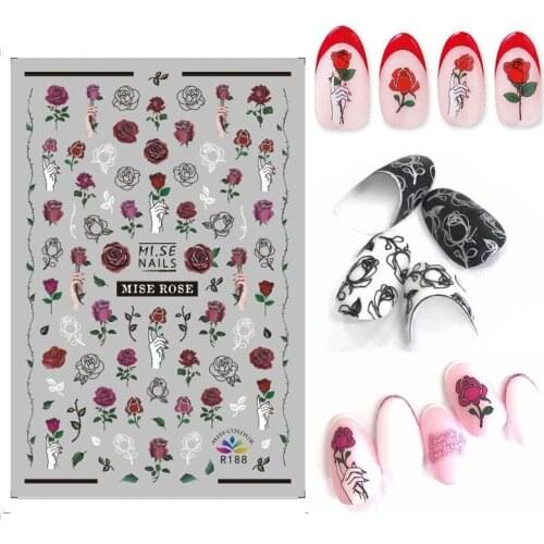 3D Stickers for Nails Self-adhesive Design Rose Flower Nail Art Decorations Decals Foil Wrap Manicure Accessories for Girl Woman