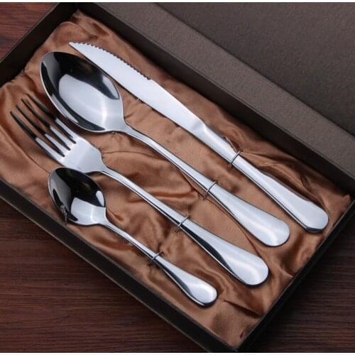 4 Pcs/set Western Cutlery Set Gold Plated Stainless Steel Dinnerware Dinner Set Fork Knife Eco-friendly Tableware