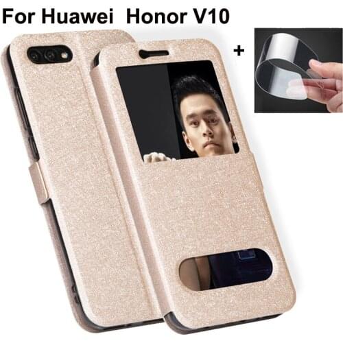 5.99" Open window capas For Huawei Honor V10 Case V 10 Cover PU Leather Flip Cover For Huawei HonorV10 shell BKL-AL20 fundas