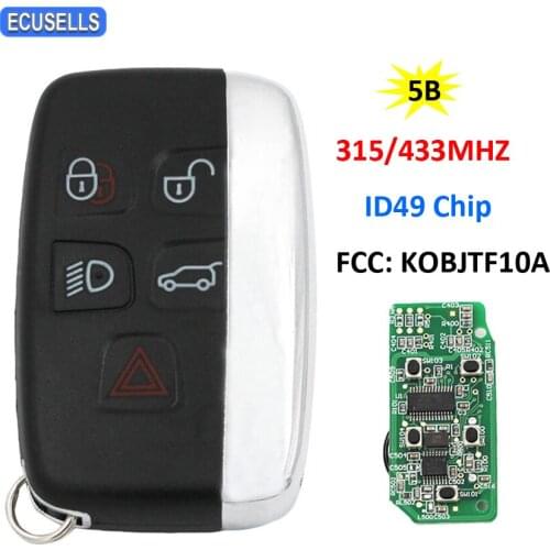 5 Button Remote Smart Car Key 315Mhz / 433Mhz ID49 Chip For Land Rover Range Rover Sport Evogue LR4 2012-2017 FCC ID: KOBJTF10A