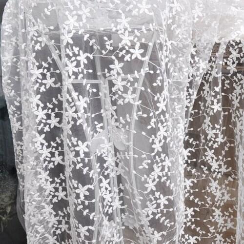 130*100cm white Wedding bridal Dress Applique DIY Headdress scarf veil Embroidered Lace Fabric Patch curtain table cover