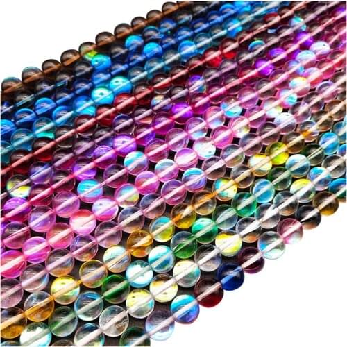 Free delivery Shimmer Round Smooth Fiery Shining Glistening Shiny Crystal Loose Strand Beads for DIY Bracelet Necklace Jewelry